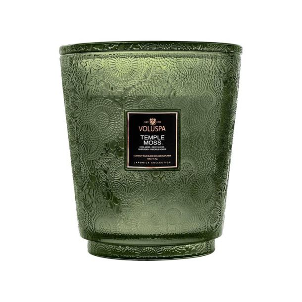 TEMPLE MOSS BOXED 5-WICK HEARTH CANDLE WITH LID